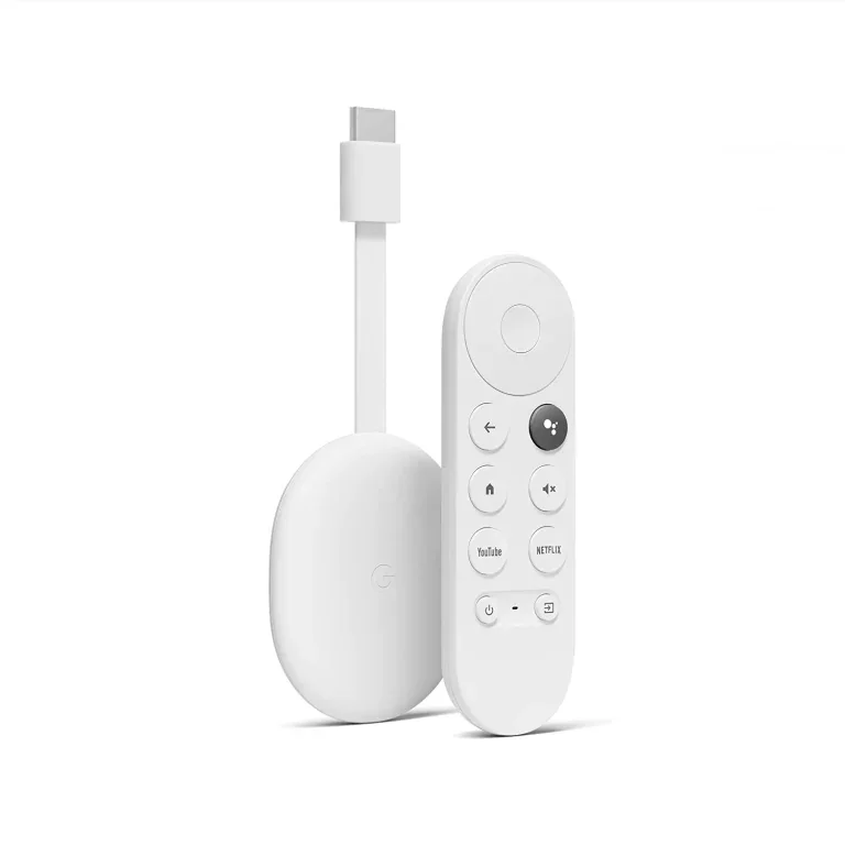 Valkoinen Chromecast-laite ja kaukosäädin – IPTV Chromecast -opas